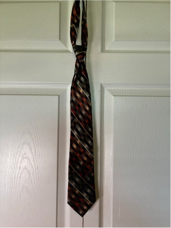 Arrow Other - Men's Arrow Silk Tie One Size Black and Red Striped Pattern